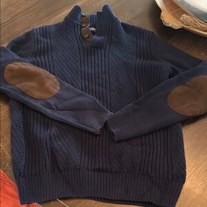 Chaps Blue and Brown Crewneck Sweater with Classic Style
